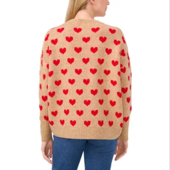 Vince Camuto Women's Heart Sweater Oversized Camel Brown Medium NWT - Picture 2 of 6